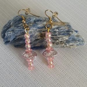 Earrings Pink Gold Handmade